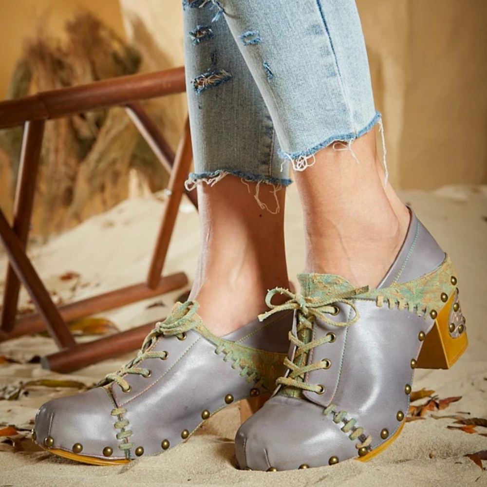 Soffia Keelan Studded Leather Ankle Bootie Purple Gray Women’s Size 8/39 New